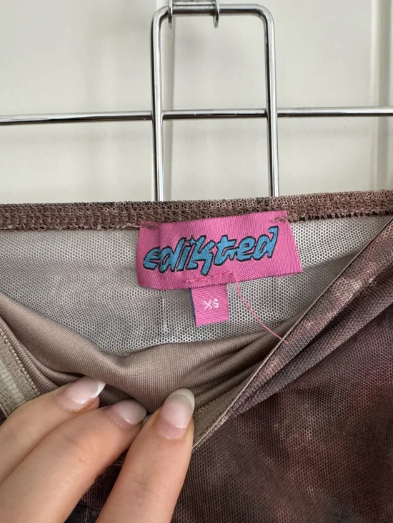 Edikted Sheer Ruched Asymmetrical Shirt in Mauve Brown - Picture 2 of 2